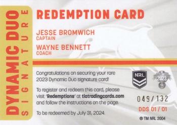 2023 NRL Traders Elite - Dynamic Duo Signature Redemption #DDS01 Wayne Bennett / Jesse Bromwich Back